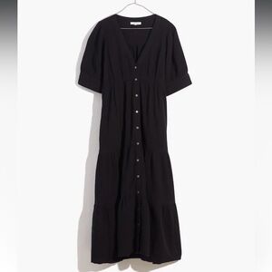 Madewell Lightspun Button-Front Tiered Midi Dress